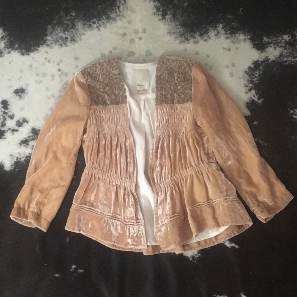 Elevenses peach velvet jacket size 0